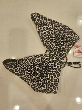 NWT Lands' End Lace-Up Back Plunge Bikini Top - Size M